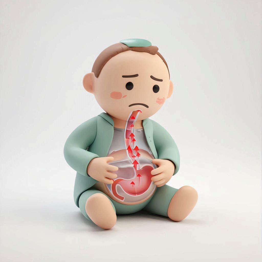 위산이 목까지 역류하는 모습